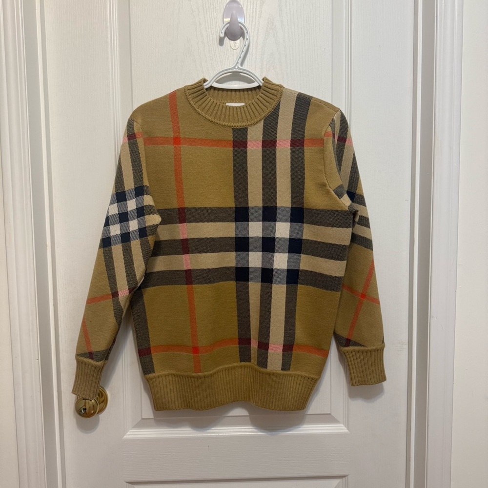 Burberry Women Check Crewneck Cashmere Sweater Jumper